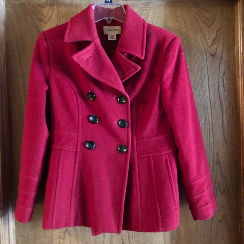 Ladies red pea coat